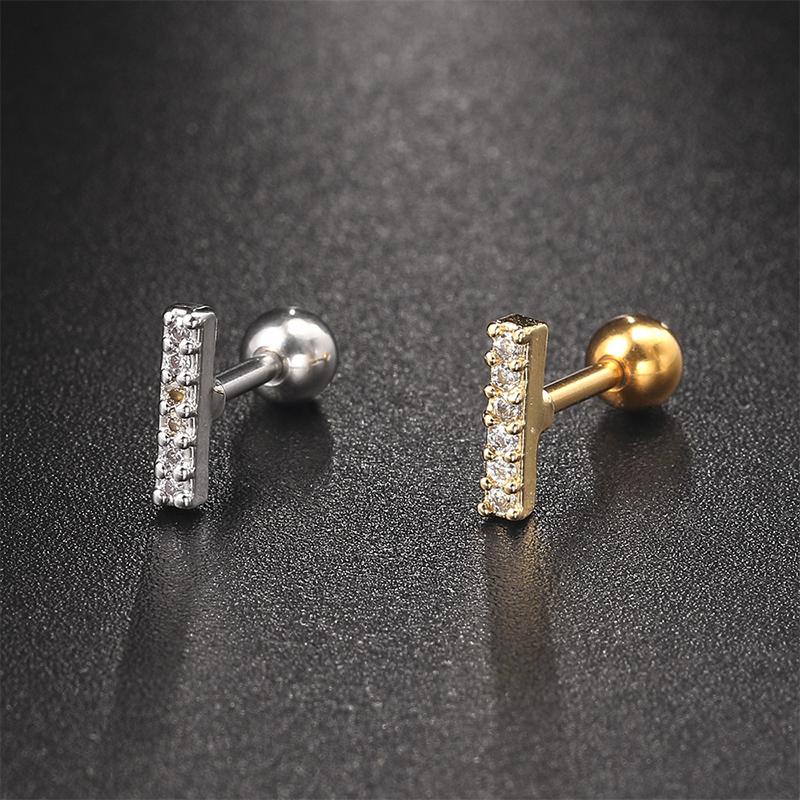 1Pcs Zircon Earring For Women Ear Bone Nail Cartilage Earring Spiral Stud Earrin