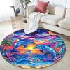 Dolphins Sunset Round Area Rug,Carpet Rug for Living Room Bedroom Sofa Playroom Decor,Non-slip Floor Mat