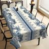Tovaglia Stampa Palma Blu Tropicale, Stile Chinoiserie Costiero con Bordo Festonato, Resistente alle Macchie per Sala da Pranzo ed Estate