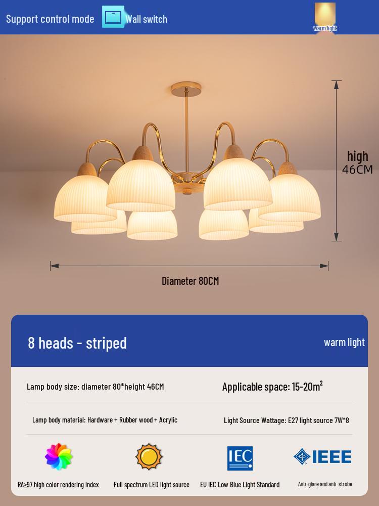 2025 Mid-Century Japanese Cream Solid Wood Chandelier for Living Room, Hall & Bedroom