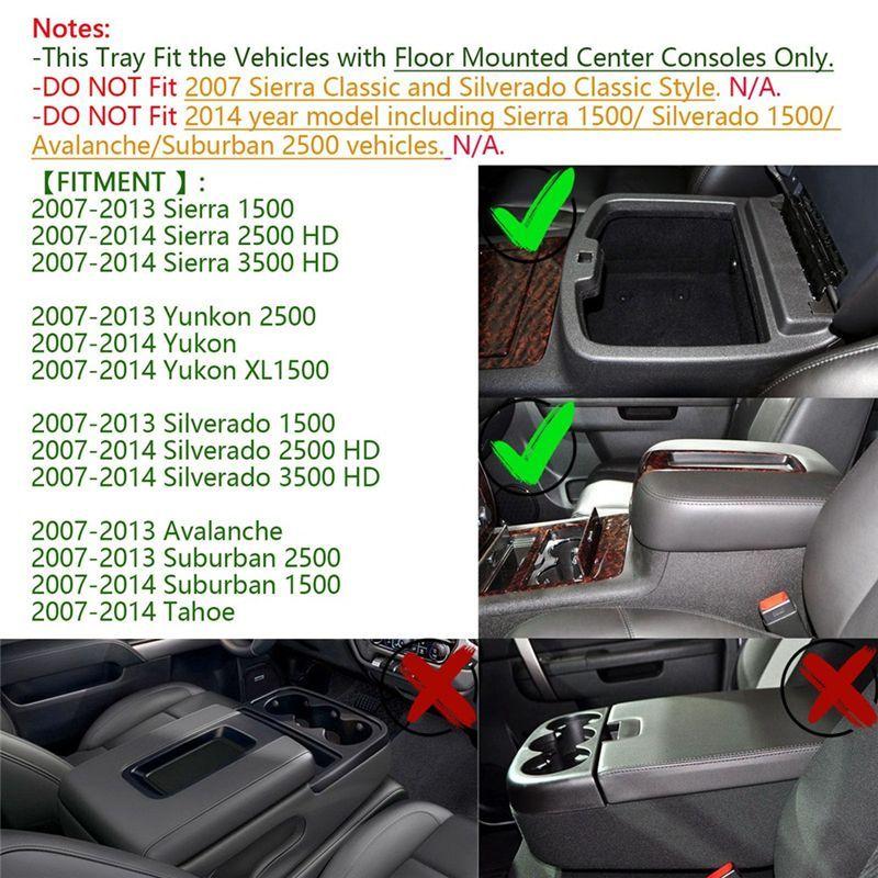 Mittelkonsolen-Organizer Aufbewahrungsschale für Avalanche Tahoe Silverado Suburban 1500 2500 Sierra Pickup Zubehör-A87Q
