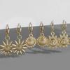 Gold Color Daisy Sunflower Sun Cheap Pendant Earrings Small Round Ear Hoops for Women Party Gift Trend Jewelry Wholesale Bijoux