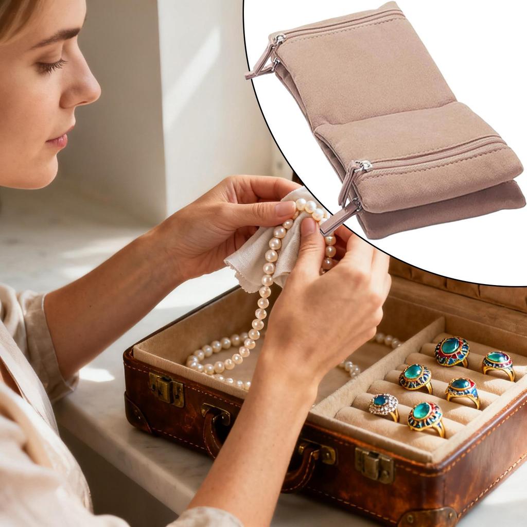 Jewelry Pouches For Storage 4 Pockets Jewelry Storage Bags With Zipper Portable Rings Pouches For Bracelet Earrings Rings Travel