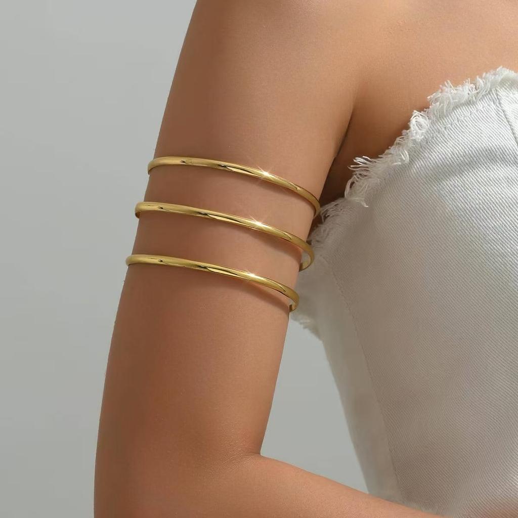 Simple Water Drop Open Upper Arm Bracelet Fashion Smooth Metal Arm Bracelet Women's Aesthetic Vintage Irregular Jewelry