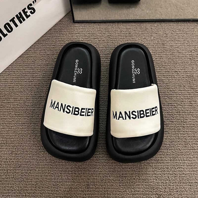 

Французские красивые шлепанцы на толстой подошве, модная летняя женская обувь для ношения с юбками, новинка 2025 года, высококлассные пляжные туфли из бисквитной пены 35 бежевый