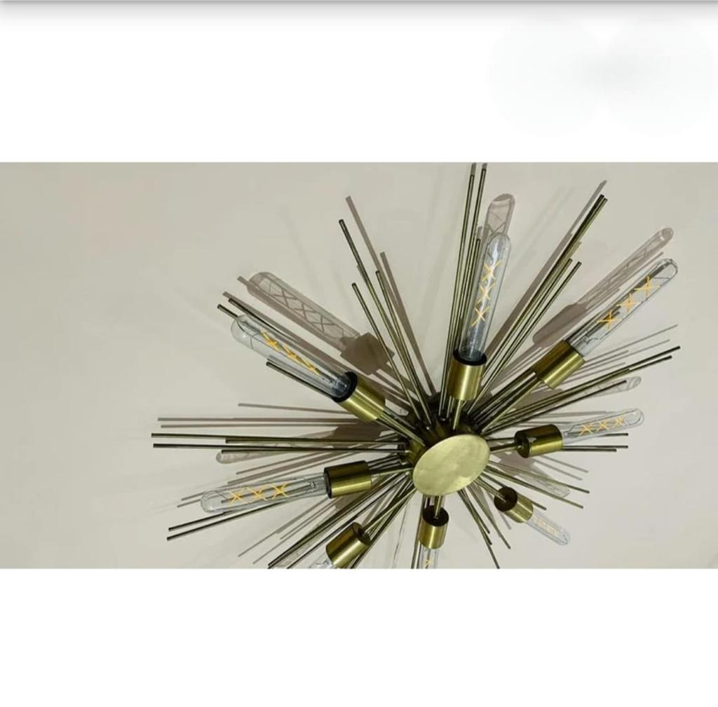 8 Light Circle Shade Brass Pendant Mid Century Brass Sputnik chandelier light Fixture