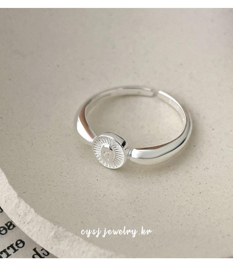Cuiyan S925 Silver Korean Oval Ring - Women's Japanese Pattern Niche Open Index Finger Ring, Cold Fashion Style