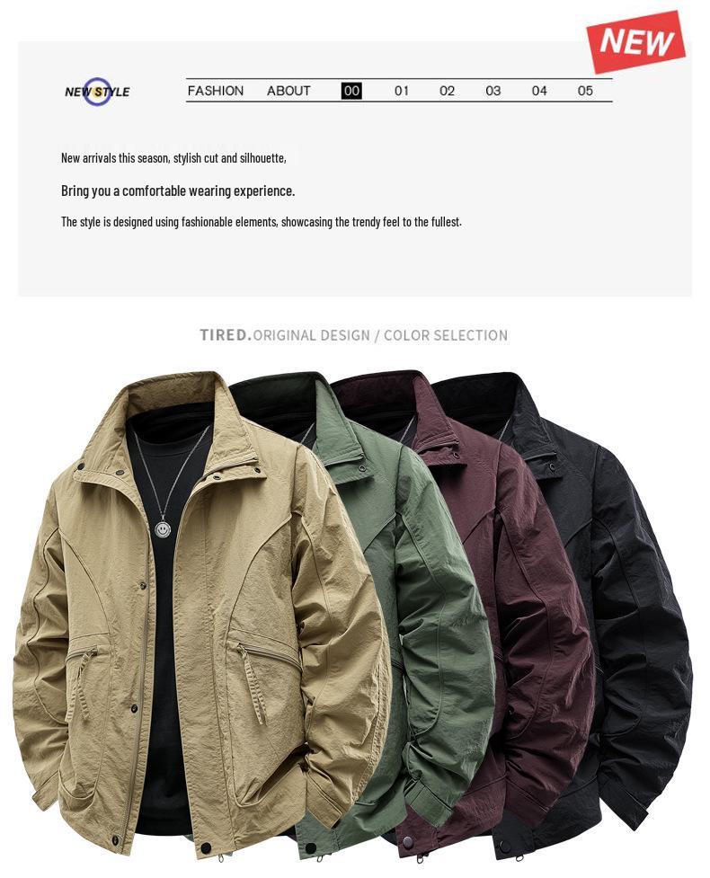 Men's Trendy Long Sleeve Jacket - Spring/Autumn Style, Solid Color, Casual & Versatile Outerwear