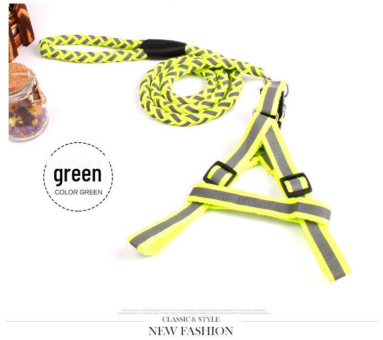 Reflective Braided Dog Harness and Leash Set