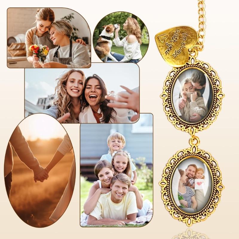Pack of 4 Graduation Memorial Photo Pendants Tassels Design for Sentimental Keepsakes Easy Photo Change Alloy Jewelry