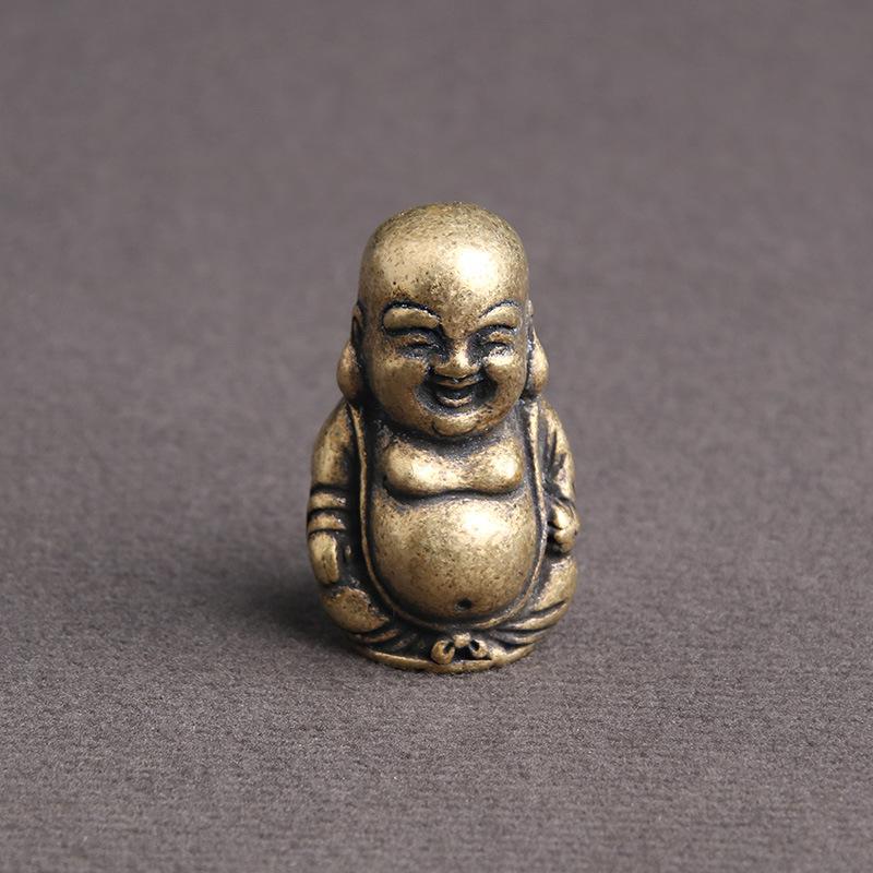 

Статуя Смеющегося Будды из чистой латуни, домашний декор, украшения для офисного стола, антиквариат, скульптура Будды Майтреи, буддизм, ремесла