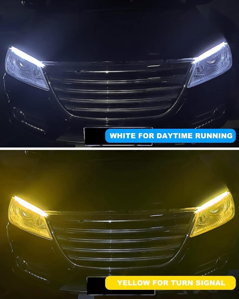 Sequential Flowing Turn Signal, Car LED Tape Light, Delight, Daytime Light, Ultra Thin, White/Amber,