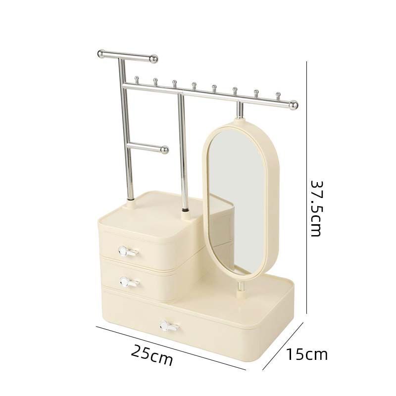 

Jewelry Display Organizer with Mirror Wall Mounted Stand for Earrings Necklaces Bracelets on Vanity