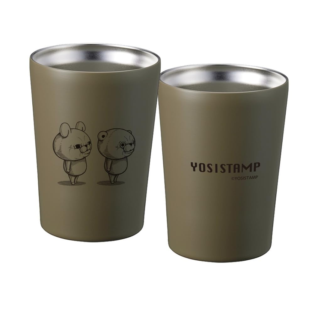 

YOSISTAMP Thermo Tumbler - Rabbit & Bear Design / Insulated Stainless Steel (Khaki)