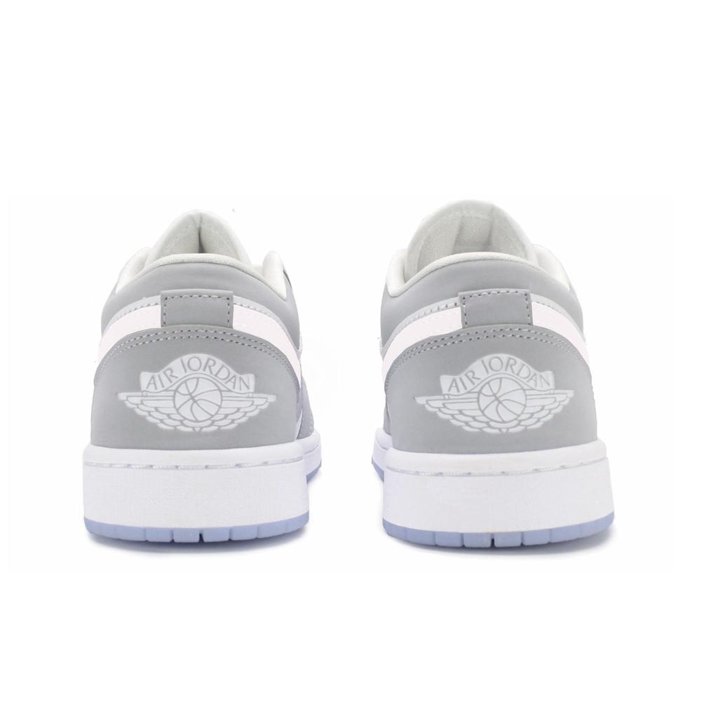 Jordan Air Jordan 1 Slip Resistant Abrasion Resistant Low top Vintage Basketball Shoes Women's White Gray DC0774-105(Team1180-)