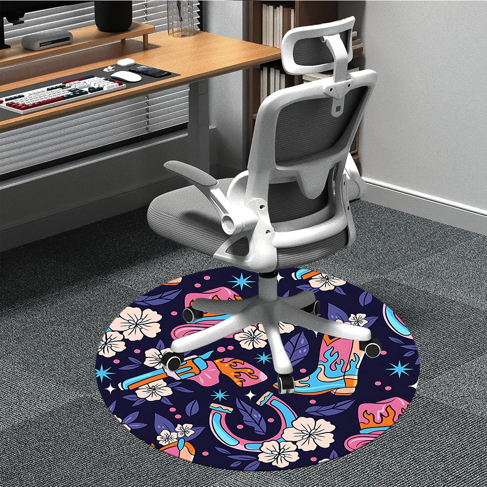 1pc Cowboy Boots Office Round Rug, Non-slip, Soft and Durable Office Rug for Interior Decoration, Perfect for Office,Decoration yy260204017