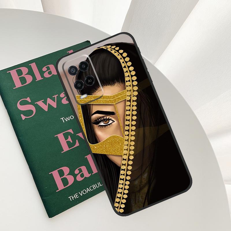 Hijab Face Muslim Islamic Gril Eyes Case For Oppo A15 A16 A17 A52 A72 A76 A96 A54 A74 A94 A54S A57S A58 A78 A98 A57 A77 Cover