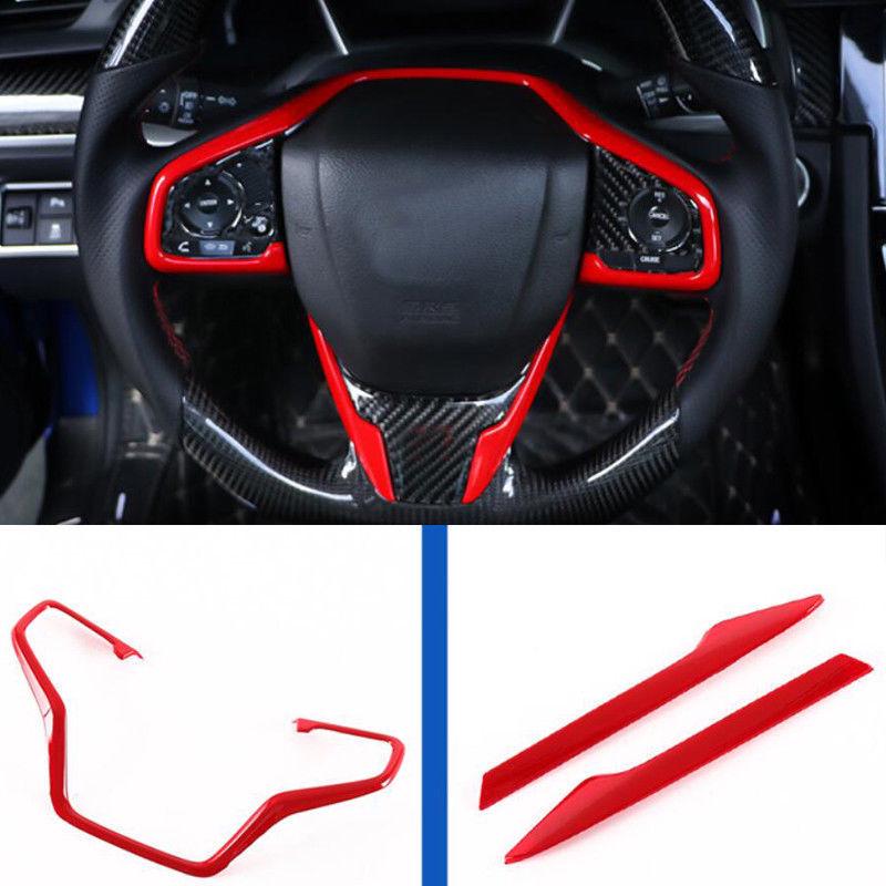 1PCS ABS Red Steering wheel Bottom Molding Cover Trim For Honda Civic 2016-2018