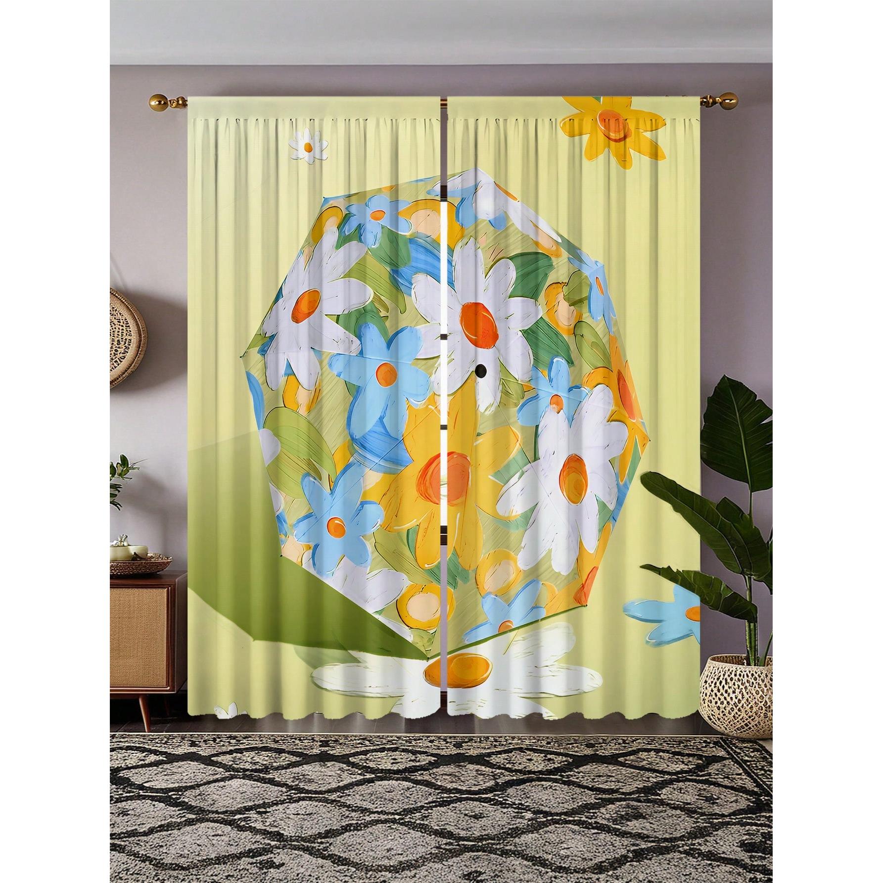 

Set Of 2 Unique Retro Oil Painting Design Curtain Digital Printing Suitable Living Room Bedroom Kitchen Office Polyester Perfect For W100*H70(CM)-Hooks&2PCS
