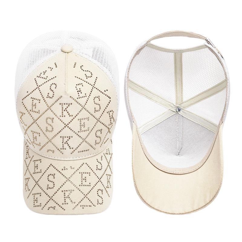 Dámská štrasová kšiltovka Opalovací krém Jaro Léto Síťovaná čepice Klobouky kšiltovky Rybářská čepice Peak Cap