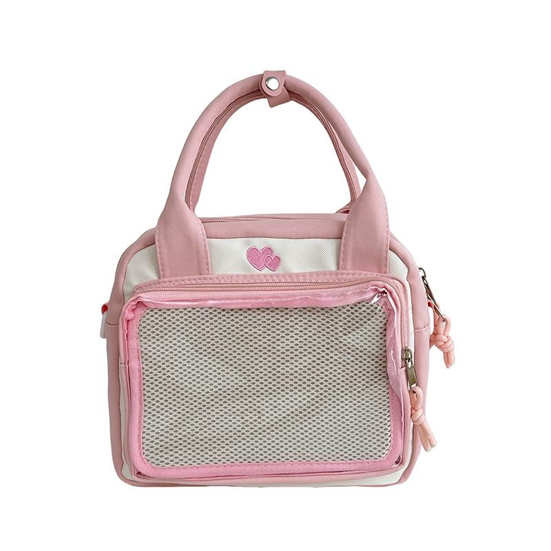 

Милая девушка повседневный простой тренд с одним плечом через плечо плечо однотонный бар прозрачный One size розовый