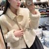Petite High-End Korean Style Lambswool Woolen Coat with Lapel - Women's Autumn/Winter Padded Jacket