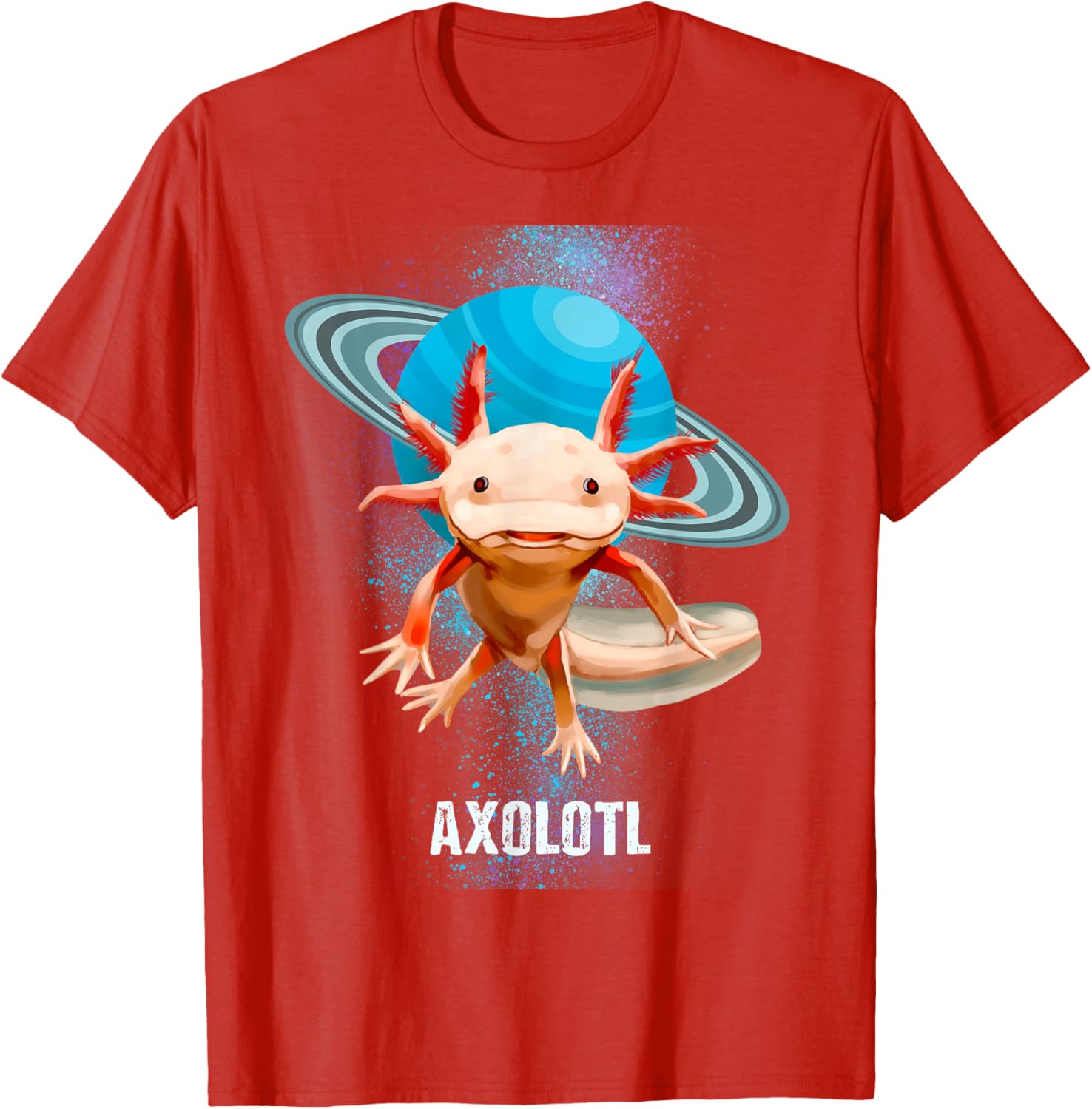 

Мужская повседневная дышащая хлопковая футболка с коротким рукавом, графический дизайн Космический Аксолотль Планета S