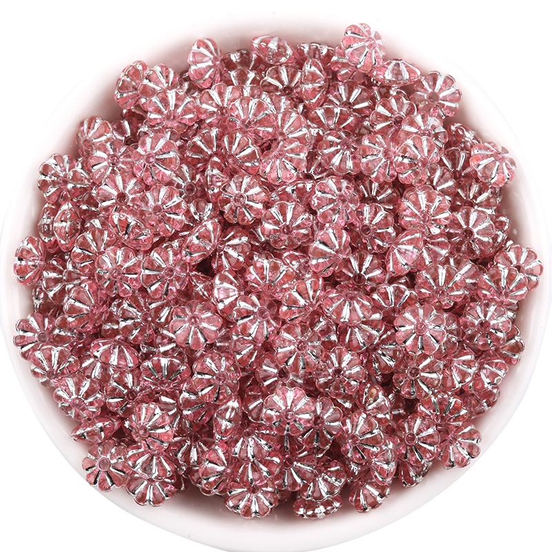 

100Pcs 6.4mm Multicolor Plastic Pumpkin Beads Flat Round Loose Spacer Beads For DIY Handmade Earrings Bracelet Accessories рожевий