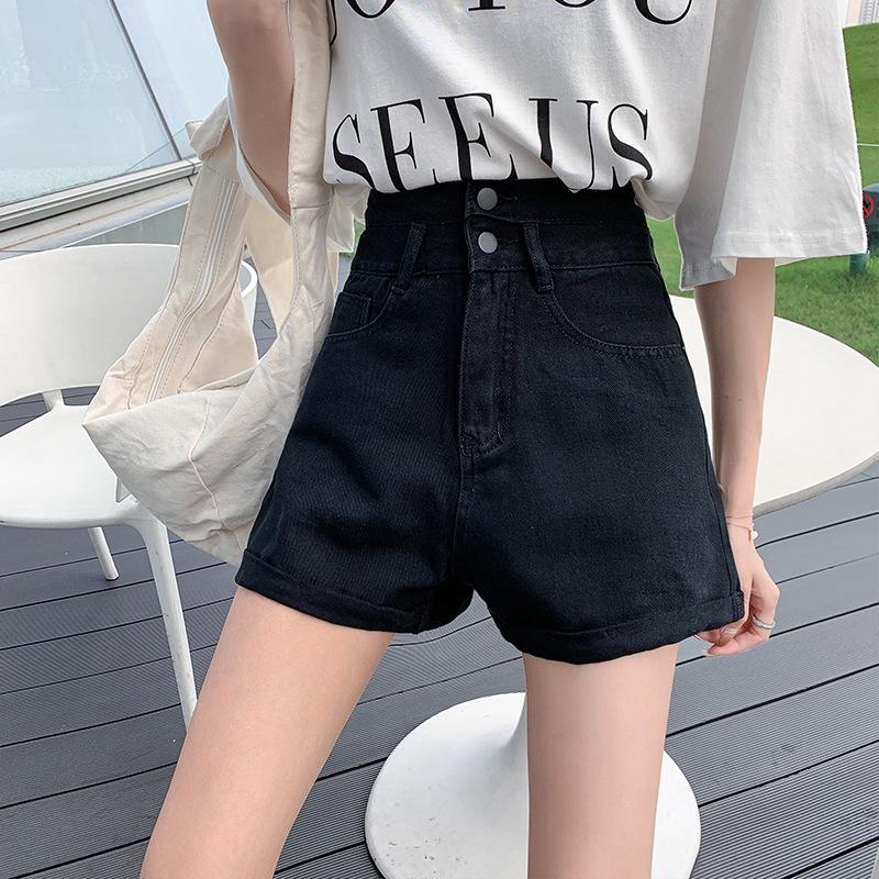 Cozy Denim Shorts Girls Women's Summer Loose Straight High Waist Wide Leg A-Line Street Style All-match White Pants