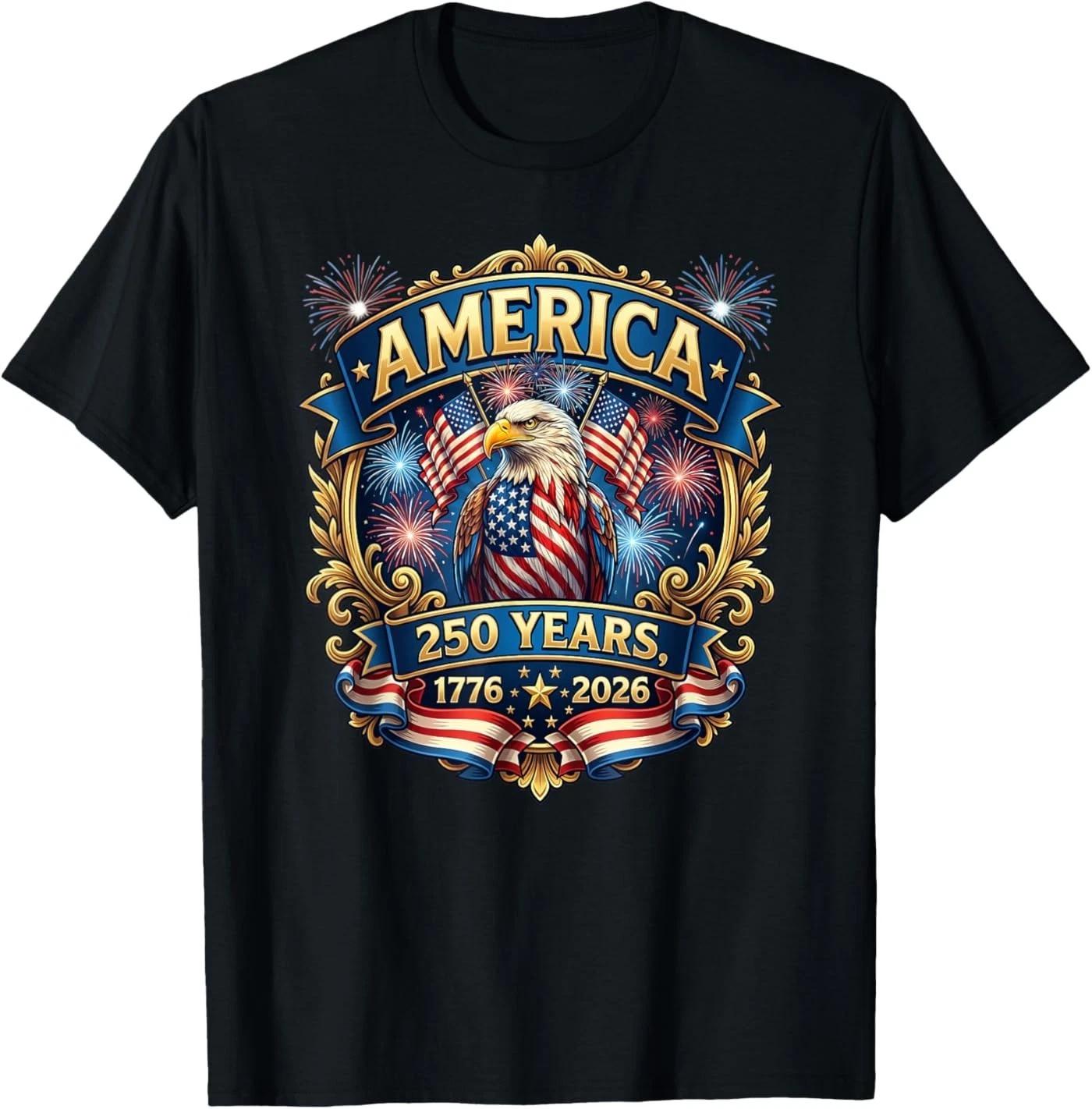 250 Years American Anniversary 1776-2026 Patriotic Eagle T-Shirt S