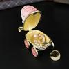 Enamel Coated Rhinestones Studded Metal Jewelry Box Baby Carriage Storage Container for Jewelry Organization