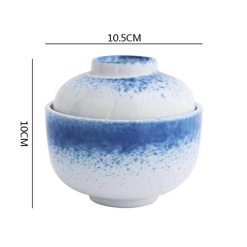 Keramikschüssel mit Deckel Kreatives Muster Dicke Suppenschüssel Dampfeierschüssel Dessertschalen Snackschalen Restaurant Spezialgeschirr