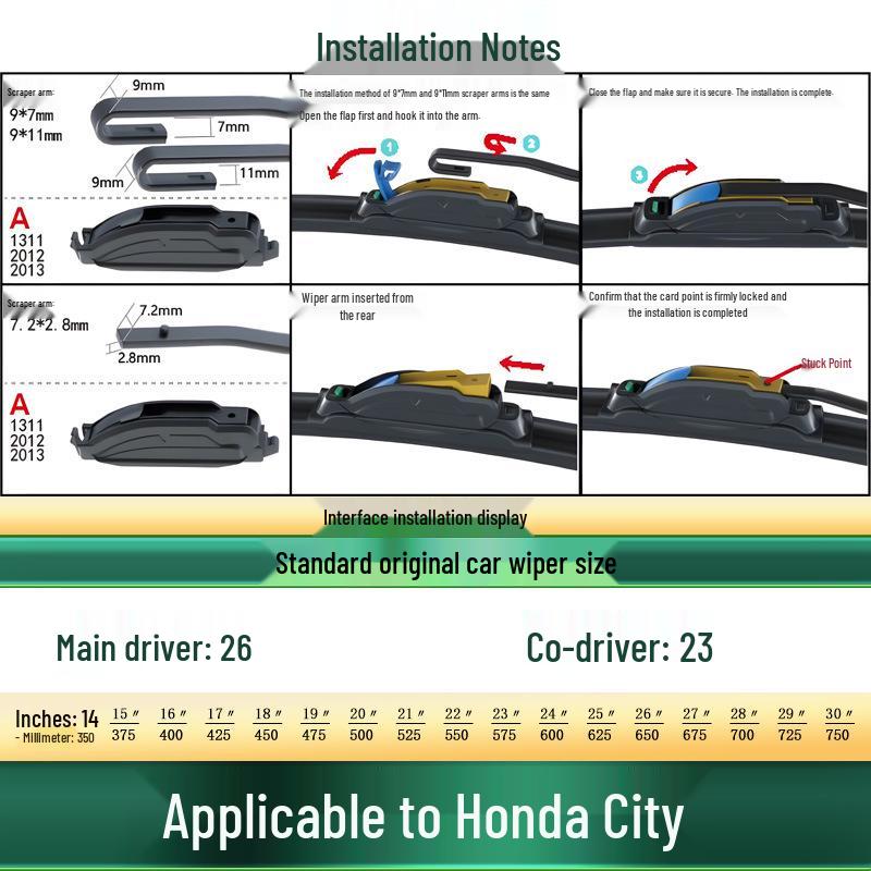 Honda City Frameless Silent Windshield Wiper Blade