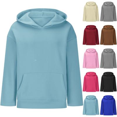 Women's Autumn And Winter Solid Color Pullover Hooded Sweatshirt Fleece Long Sleeve  Fashion Sweatshirt
