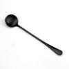4/8pcs Cute Matte Black Teaspoons Coffee Soup Round Long Handle Scoops 18/0 Stainless Steel Dinner Set Ice Cream Cocktail TableSpoons