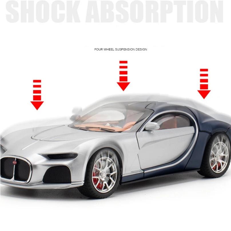 1/24 Bugatti Atlantic Supersportwagen Legierung Spielzeugauto Modell Radlenkung Sound und Licht Kinderspielzeug Sammlerstücke Geburtstagsgeschenk