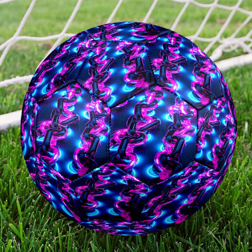 1pc Neon Chain Links Size 5 Suitable for Training & Matches, Machine-Stitched, Wear-Resistant Anti-Slip Covering, Gift for Christmas, Birthday. Q61705 Size 5
