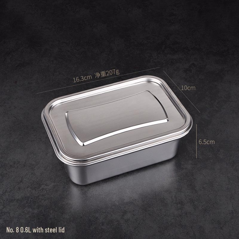 304 Stainless Steel Large Rectangular Food Storage Container for Kitchen and Refrigerator