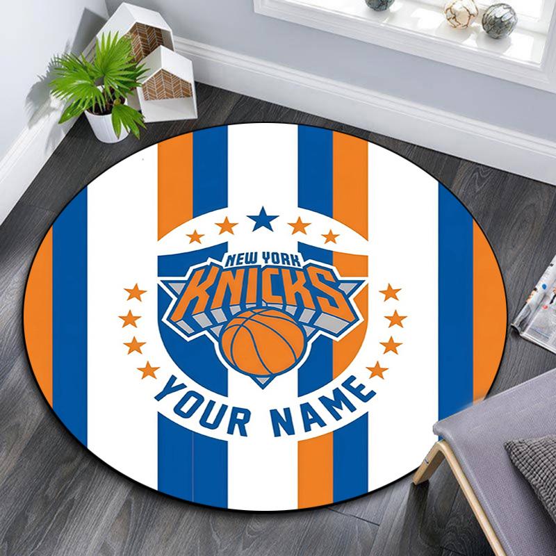 Custom Name New York Knicks2 Round Area Rug,Carpet Rug for Living Room Bedroom Sofa Playroom Decor,Non-slip Floor Mat