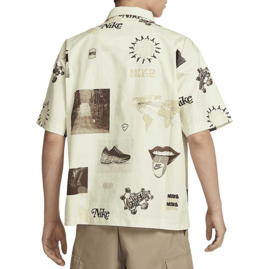 Nike Woven Print Polo Short Sleeve T-Shirt for Men in Coconut Milk Color