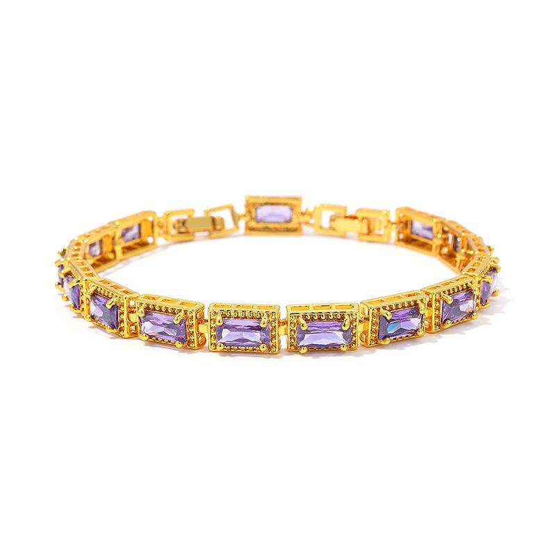 Light Luxury Square Multi-Colored Zircon Inlaid Bracelet, Women'S Silver-White Jewelry, Bridal Jewelry.