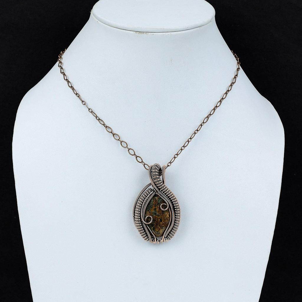 Spessartine Garnet In Limestone Pendant Copper Wire Wrapped Pendant Handmade Pendant Copper Jewelry Engagement Gift Natural Gemstone Pendant