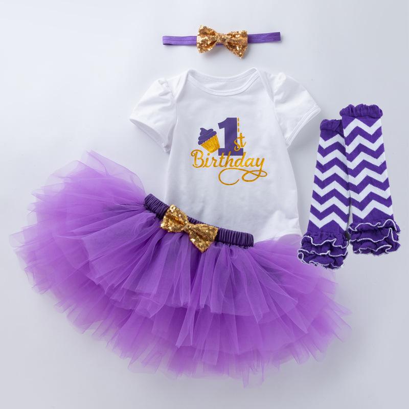 

Костюм для дівчинки на 1-й день народження з 4 предметів: Футболка з літерами, спідниця та шкарпетки принцеси 80 set (1 year old)