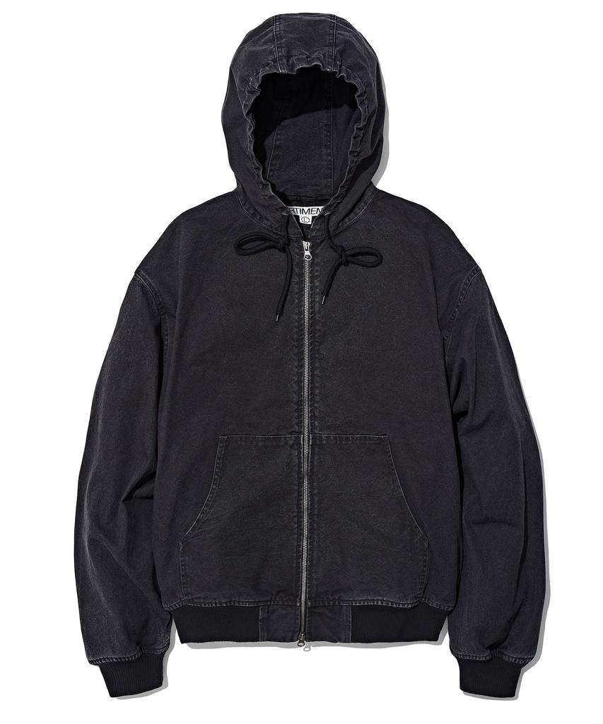 Partimento Stone Washed Zip-Up Hoodie Charcoal