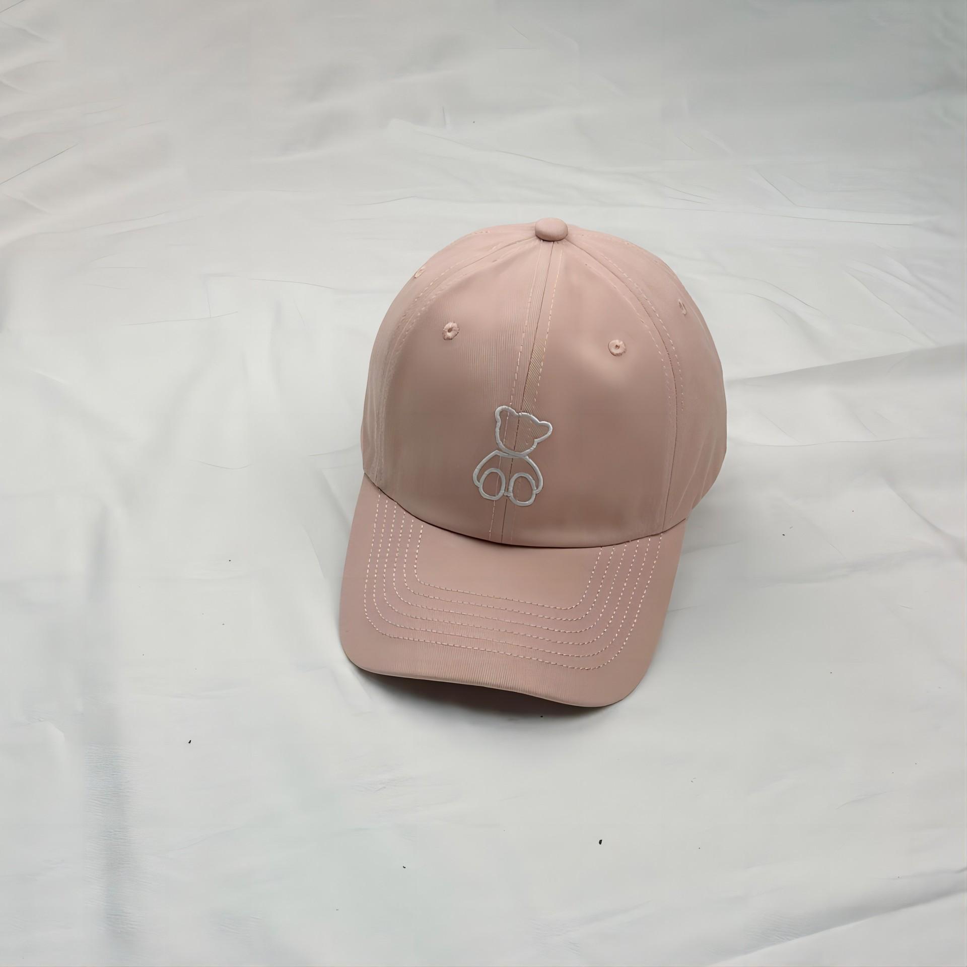 

Embroidery Bear Duck Cap Encircle Female Curved Eaves Outdoor Shade Breathable розовый