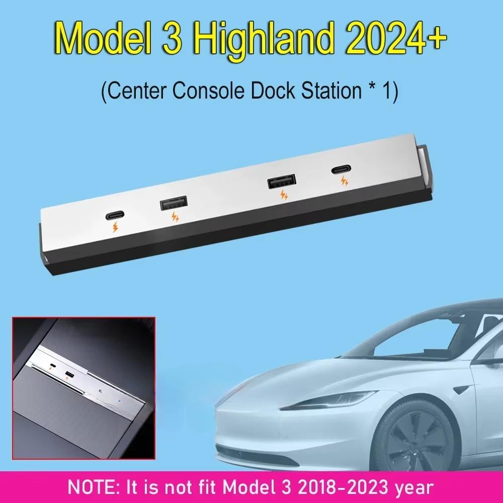 65W Expansion Dock Central Control Charging Shunt USB HUB Accessories Extender Fast Intelligent For Tesla Model 3 Highland 2025