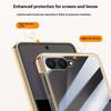 För Samsung Galaxy Z Flip7 5G Skal Gångjärnsskydd Läder+PC Elektropläterat Telefonskal med HD Bakre Liten Skärmskydd