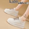 Leather platform white shoes inner height increase women's shoes spring new two wear lazy single shoes casual sports board shoes