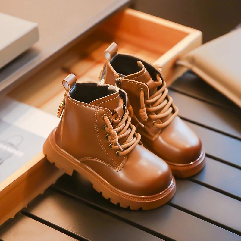 2024 Children Two Cotton Boots for Girls Winter New Fashion Comfortable Korean Style Casual Anti-slippery Versatile Leather Shoe