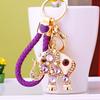 Elephant Cute Metal Car Keychain Crystal Inlaid Bag Pendant Adorable Ring Key